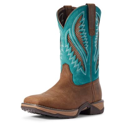 Ariat Anthem VentTEK Çikolata / Turkuaz Western Csizma Bayan (33316-805)